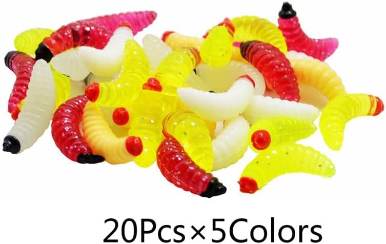 OriGlam 100pcs Soft Silicone Maggot Worm, Soft Artificial Bread Worm Fishing Lure, Biomimetic Earthworm Lures Worm Fishing Lures Simulation Bait Fake Worm - Image 3